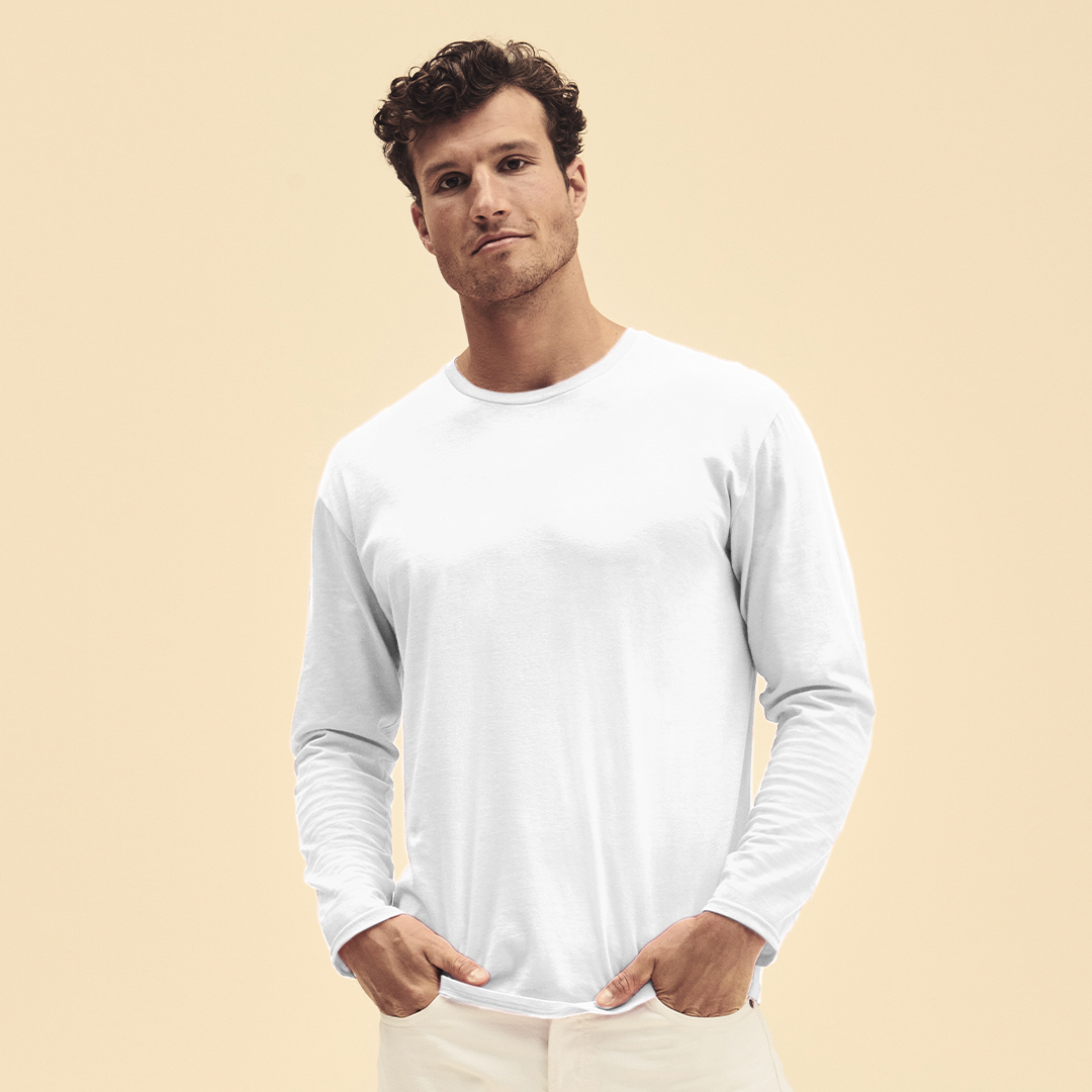 Adult White T-Shirt Iconic Long Sleeve T